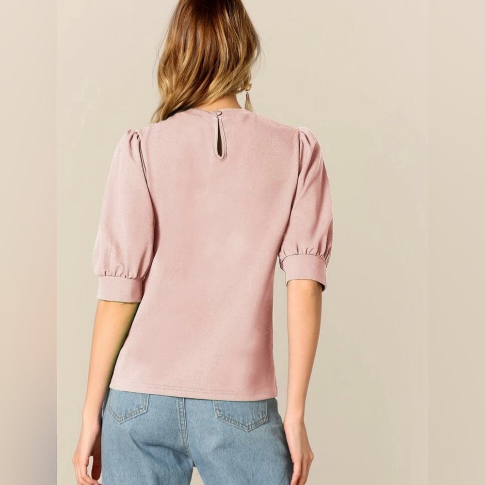 NWT Mock Neck Puff Sleeve Top - Picture 3 of 5